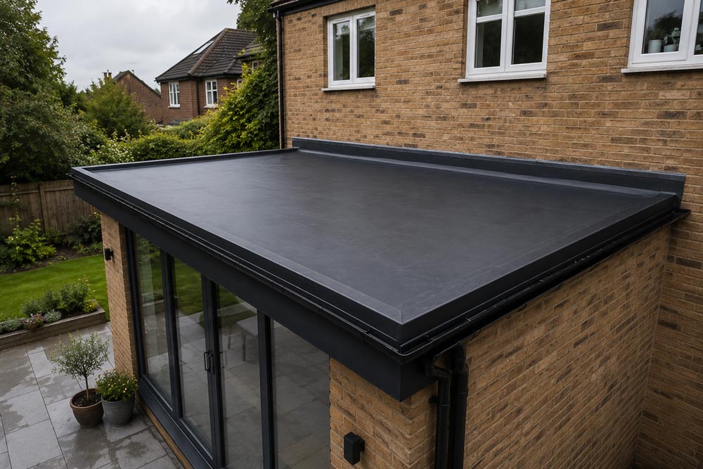 Flat rubber roof